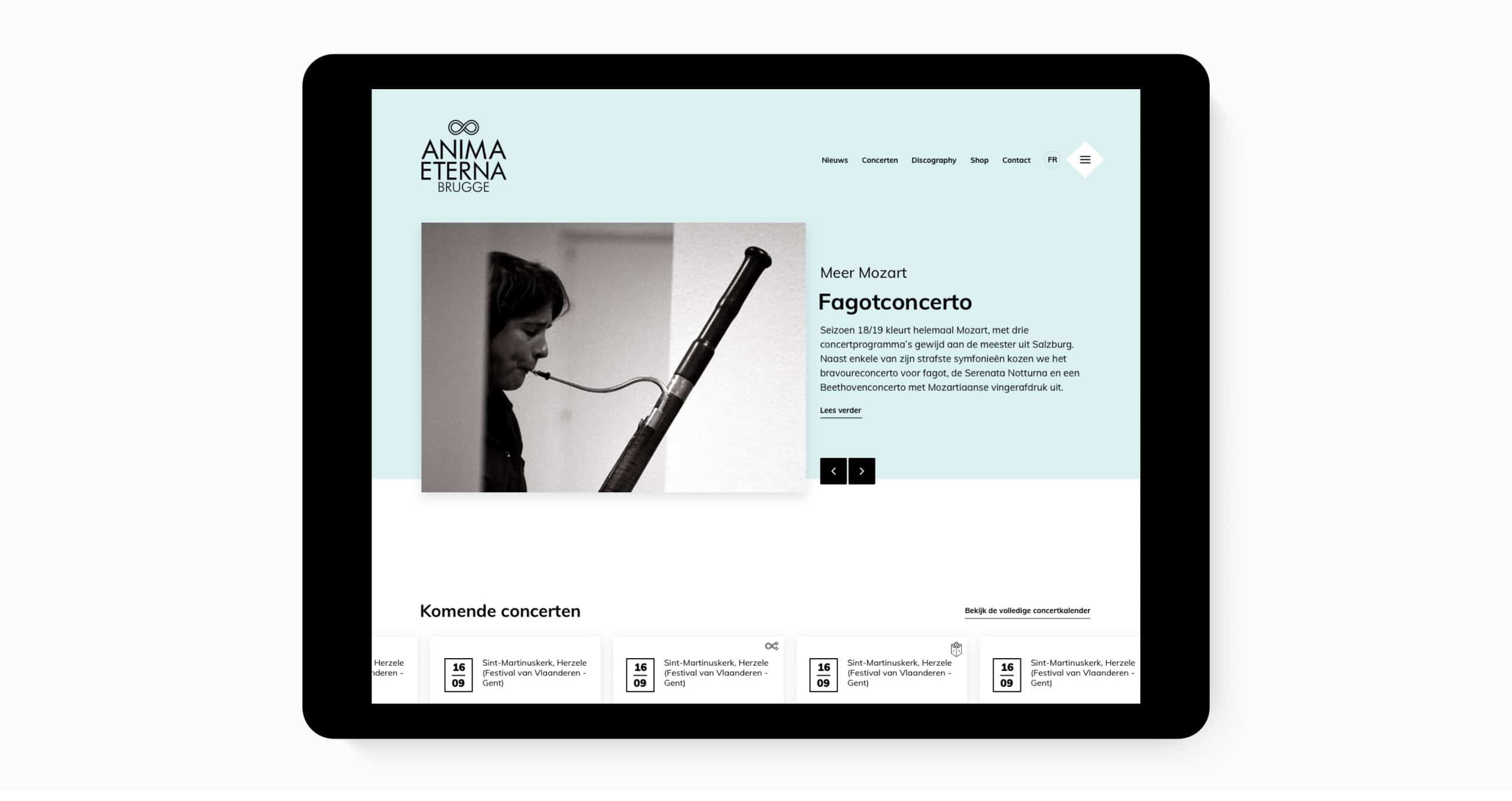 Anima Eterna - Homepage Tablet